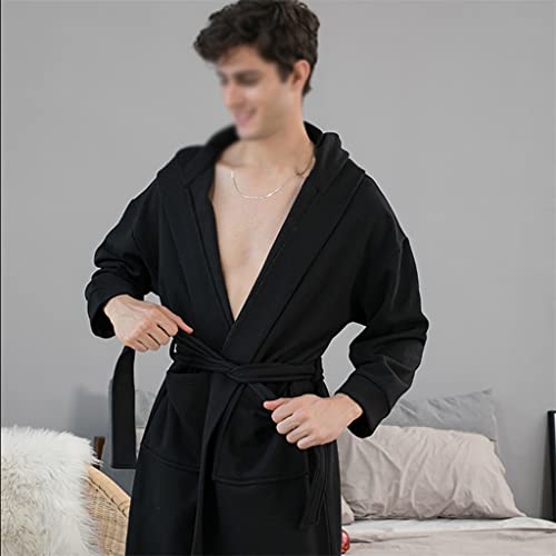 Bata larga de casa hombres cálidos fleece con capucha para invierno 5