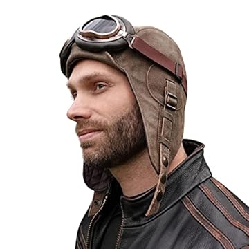 leather helmet with goggles