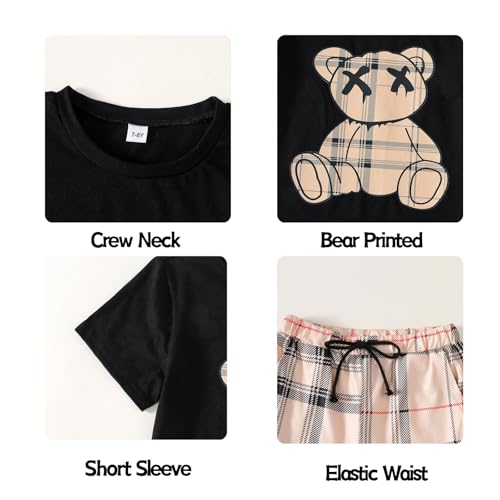Image of Boys 2 Piece Outfits Short Sleeve Basketball Pattern T-Shirt and Shorts Summer Clothes for Kids 5-12 Years