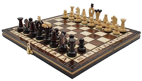 Jeu d'échecs royaux en bois pliable 31x31 cm avec 32 pièces