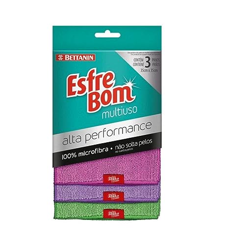 EsfreBom - Pano Alta Performance Multiuso, Com 3 Unidades, Cores - Rosa/Roxo/Verde, Bettanin