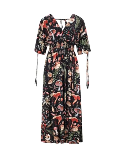 Summer Dresses for Womens Casual V Neck Short Sleeve Sundresses Women's Maxi Beach Dress Vacation Outfits for Woman3