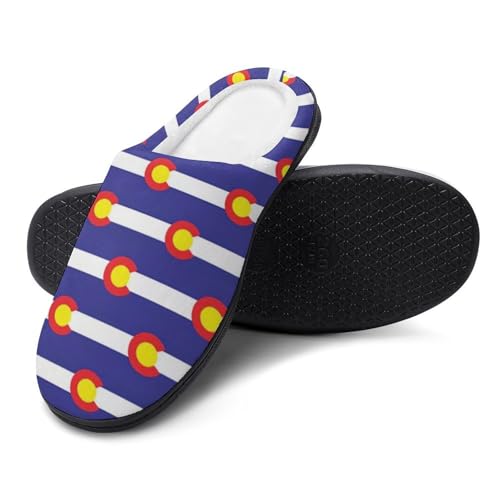 Colorado Flag Women's Cotton Slippers Indoor Outdoor Slip-on Warm House Shoes with Anti-Skid Rubber Sole4