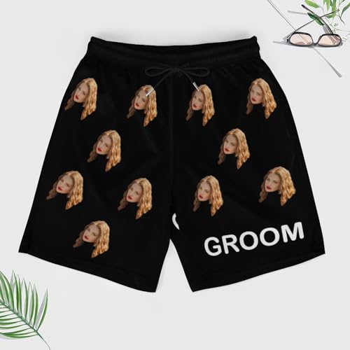 Custom Swim Trunks, Personlized Swimming Board Shorts for Men with Faces, Funny Beach Shorts, Hawaiian Photo Swimwear2