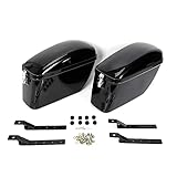 JooWing 2x Universal Large Motorcycle Saddle Bags Hard Trunk Luggage Mounting Bracket Hard Motorcycle Saddle Bags Kit Compatible with Honda Shadow Kawasaki Vulcan Black Hard Trunk Saddlebags