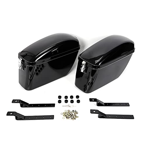 2 piezas de alforjas rígidas para motocicleta, universales para Harley, Honda, Suzuki y Yamaha, equipaje para motocicleta con soportes de montaje, color negro miniatura 1