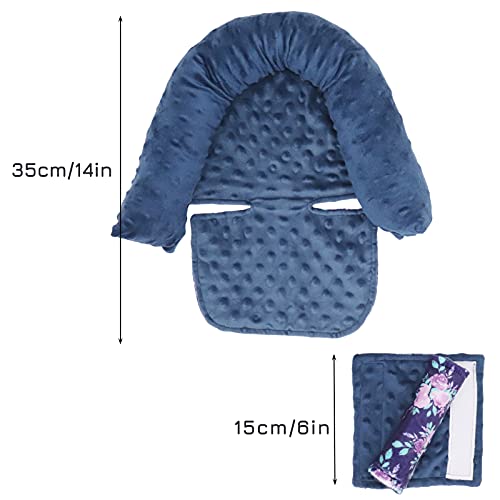 Baby Carseat Headrest And Strap Covers, Purple Floral Minky Infant Strollers Head Support & Seat Belt Cover, Toddler Strollers Headrest And Neck Cover, Car Accessories For Newborn Boys & Girls #TOP6