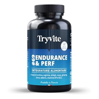 Formula Migliorata Testo Resistenza & Vitalità Maschile | Con Shilajit, Maca, Ginseng, L-Arginina & Zinco | TRYVITE ENDURANCE&PERF 2026 60 Capsule