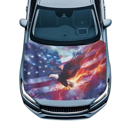 Image of Flame Eagle American Car Hood Cover Polyester Elastic Fabrics Can be Washed Suitable for SUV Trucks Universal for Cars