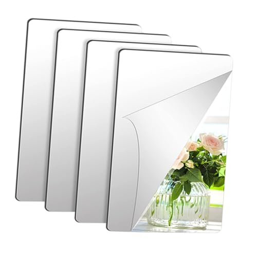 NOLITOY 4 Piezas Espejos Acrílicos Autoadhesivos para Pared sin Marco Pegatinas Decorativas para Baño Sala y Oficina Efecto Espejo Moderno para Hogar