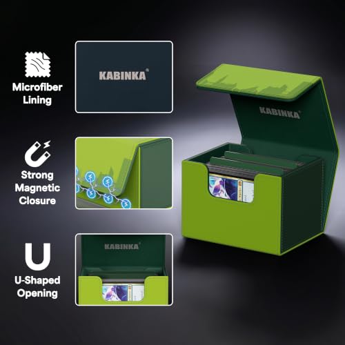 Image of Kabinka MTG Deck Box with Embossed Design, Fits 120+ Sleeved Cards, Green