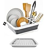 Multifunction KitchenDrying Dish Rack Collapsible Dish Drainer Rack Folding Bowl Drain Rack Tableware Holder Fruit Basket Organizer (Gray)