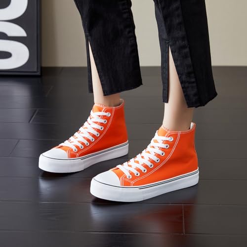 Image of yageyan Womens High Top Canvas Sneakers Lace up Fashion Shoes for Women Casual Classic
