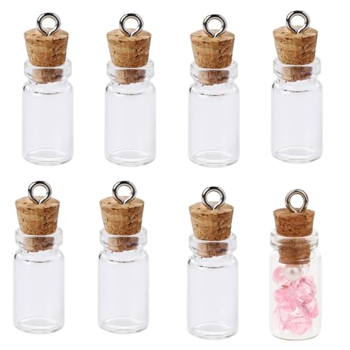 JFangZHZH Mini Botellas De Cristal,20 Piezas Frascos De Vidrio Tapon Corcho,Botes Pequeños,botellas de vidrio,para Bodas Festas Decoración Artesanal,decoración de joyas,10 x 18 mm