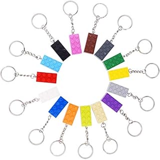 INTVN Brick keyrings (4x2) - Kids Birthday Party Bag fillers, favours, loot, supplies (15 keyrings)