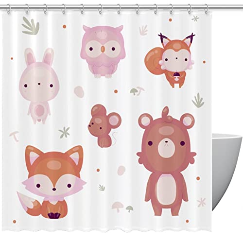 Rideau de douche animaux de la forêt en textile durable avec 12 œillets - 2