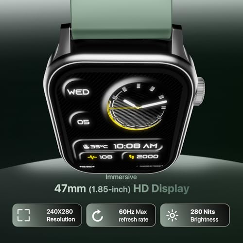 Fire‑Boltt Rise Smart Watch 1.85″ HD Display with Bluetooth Calling, AI Voice Assistant, Rotating Crown,SpO2 & Heart Rate Monitor, 120+ Sports Modes,IP67 Waterproof Smart Watch for Men & Women - Beige