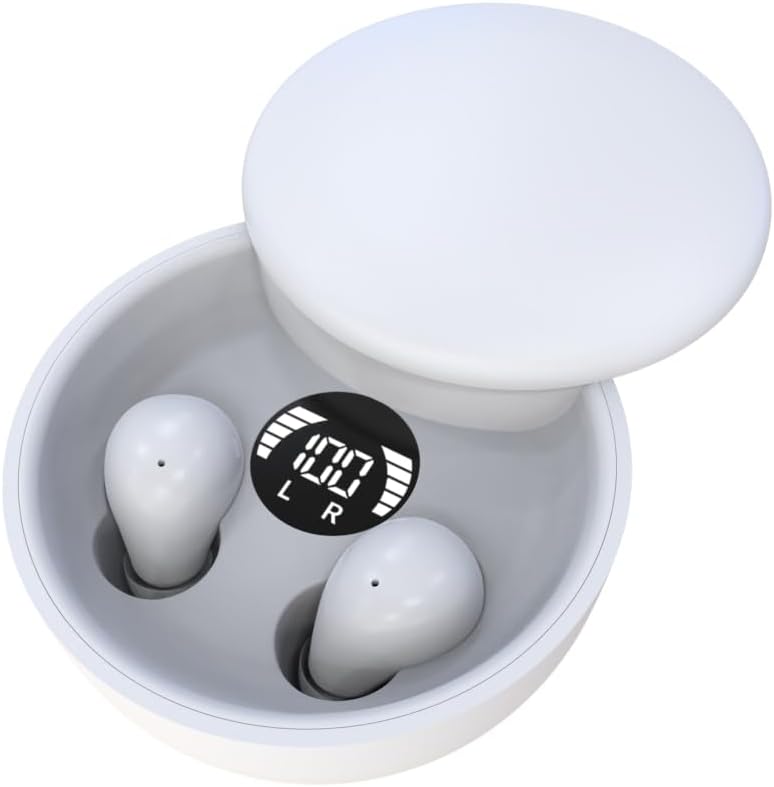 MSHUKCOE Mini Invisible Headphones Bluetooth 5.4 True Wireless Hidden in-Ear Earphones Sport Audio Earbud,Comfortable Mini Earbuds for Sleep Friendly Side Sleeping Earphones, for Work (White)