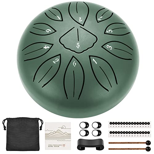 LEKATO Steel Tongue Drum, 6 Inch 11 Notes Steel Alloy Drum C Key Beginner Zen Drum Percussion for Meditation Yoga Musical Education