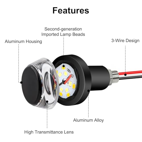 Image of Linkstyle 2PCS Motorcycle Turn Signal Light, 12 LEDs Turn Signal Indicator Lamp, Amber White Front Handlebar End Light for 12V Scooter Sportster Cruiser Motorbike (Pack of 2)