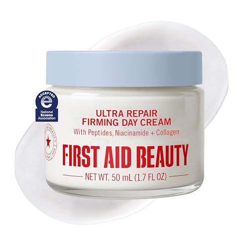First Aid Beauty Firming Collagen Cream with Peptides + Niacinamide, Anti-Aging Face Moisturizer Reduce Fine Lines and Wrinkles, Non-Comedogenic 