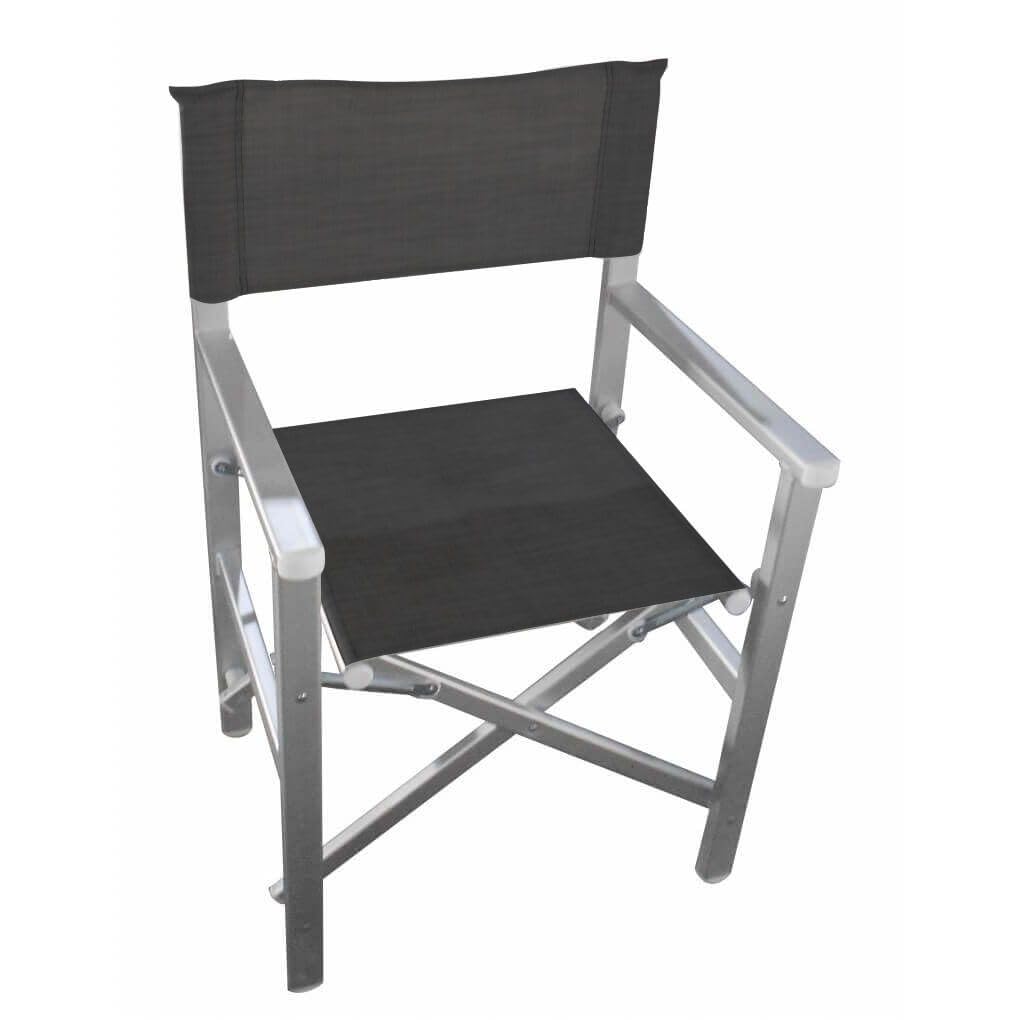 milani home - poltrona da spiaggia campeggio, alluminio e textilene, regista pieghevole outdoor, nero
