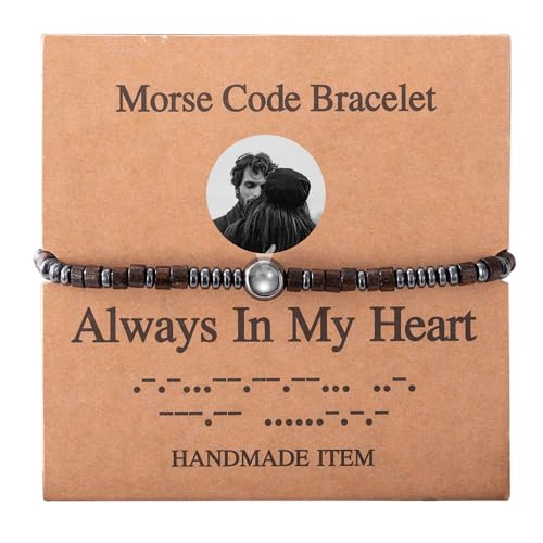 EMIRISTIC Bracelet photo personnalisé – Bracelet inspirant avec code morse pour homme et femme Cadeau personnalisé pour toutes les occasions