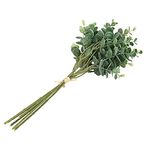 Glakyur - Juego de 6 serías de hojas de eucalipto artificiales de plástico, ramo para decoración de boda, Navidad, falso follaje falso, planta de hojas verde
