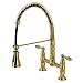 Kingston Brass GS1277AL Heritage Pull-Down Sprayer Kitchen Faucet, Brushed Brass, 14.13 x 10 x 18.75