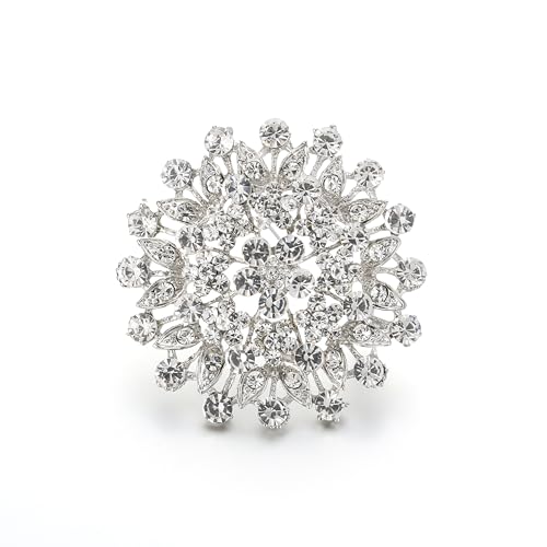 EVER FAITH Women's Austrian Crystal Elegant Flower Leaf Bridal Corsage Brooch Pin