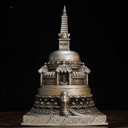 Sculpture Boudhanath stupa Népal cuivre : pagode Bodhi Sarira 21cm - 3