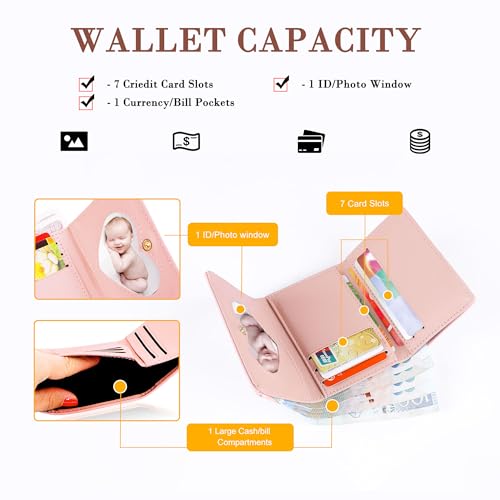 CONISY Cute Wallets for Women, Leather RFID Blocking Small Trifold Wallet with ID Window for Girls and Ladies Womens Wallet2