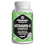 Vitamin K2 + K1 Complex - High Strength (K1 1.000 mcg MK4 + K2 200 mcg MK7 Menaquinone) - 120 Vegan Capsules for 4 Months - Best Bioavailability Supplement - Without Additives- Vitamaze