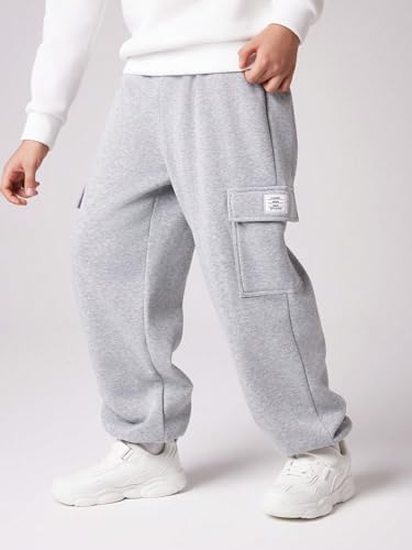 Boy's Wide Leg Cargo Baggy Sweatpants Casual Sports Jogges Long Trousers with Pockets4