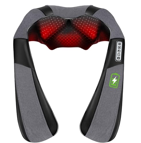 Neck Massager, Shiatsu Cordless Shoulder Massagers with Heat, Upgraded 4D Deep Tissue Kneading...
