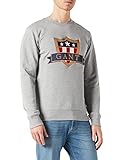  GANT D1 Banner Shield C-Neck Suter Pulver, Gris, L para Hombre