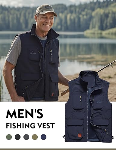Flygo Men's Lightweight Outdoor Travel Work Fishing Vest with Multi-Pockets4