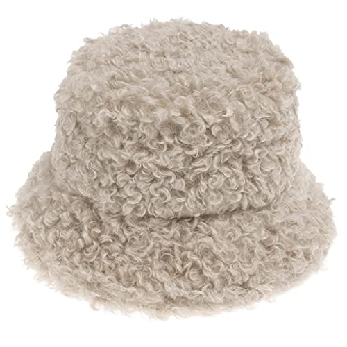 Moumi Women Autumn Winter Warm Bucket Hat Ear Protector Lamb Velvet Female Girls Fisherman Cap Plush With Earmuffs Thick (Color : B, Size : 53-58Cm) #TOP1