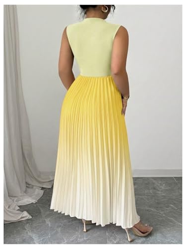 Image of SOLY HUX Women's Plus Size Maxi Dress Ombre Sleeveless Pleated A Line Flowy Long Formal Cocktail Dresses