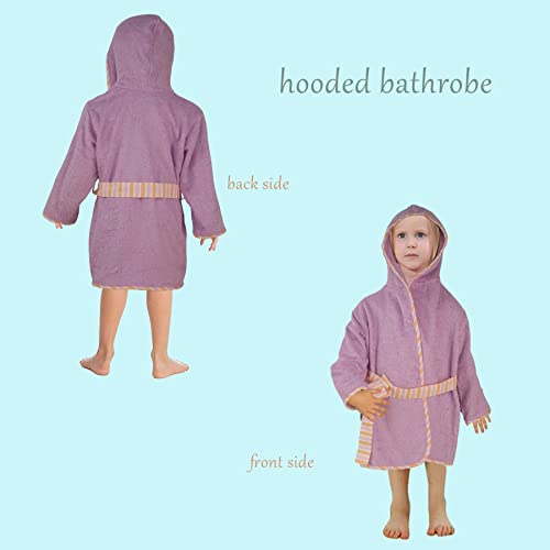 Toddler Hooded Bathrobe 4-6T – Soft Cotton Towel Cover Up, Absorbent Baby Robe for Girls, Long Sleeve Pajamas for Home, Beach & Pool3