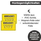 SL group - 1 Schild 'Vorsicht! Freilaufender Hund!' 30 x 20 cm aus stabiler PVC Kunststoff-Platte - Warnschild Achtung Wachhund Betreten auf eigene Gefahr - Warnung vor freilaufenden Hunden