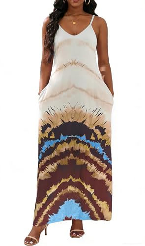 Image of vunahzma Womens Casual Fashion Sleeveless Plus Size Loose Long Sexy Maxi Dress with Pockets