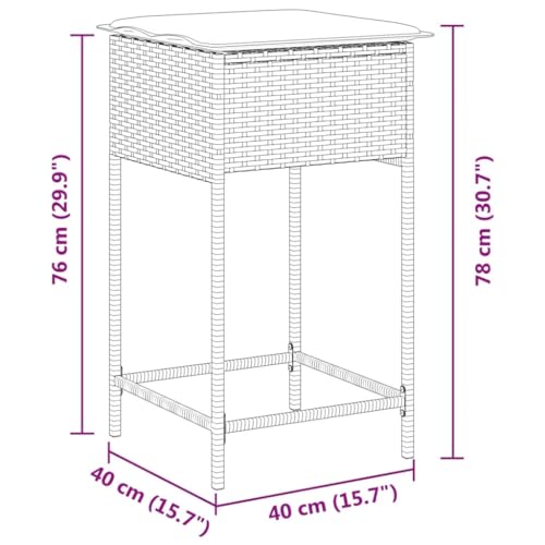 Tabourets de bar de jardin confortables pour aménager un petit espace extérieur avec assise en rotin - 3