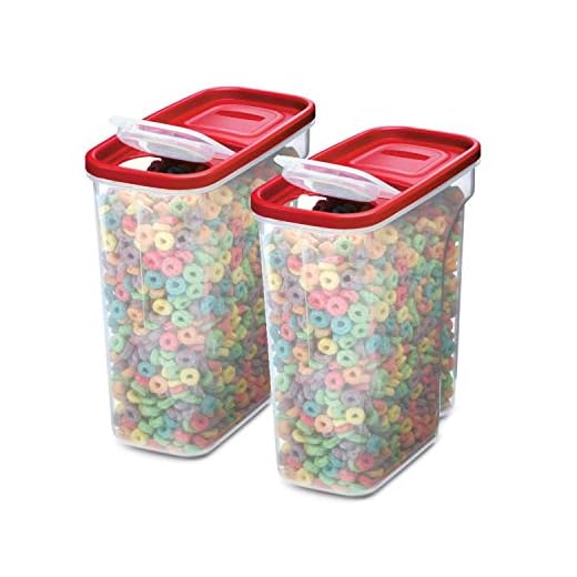 Rubbermaid Premium Modular Food Lids, Cereal Keeper, 2-Pack, 18-Cup Stacking, Space Saving Plastic Storage Containers, Clear