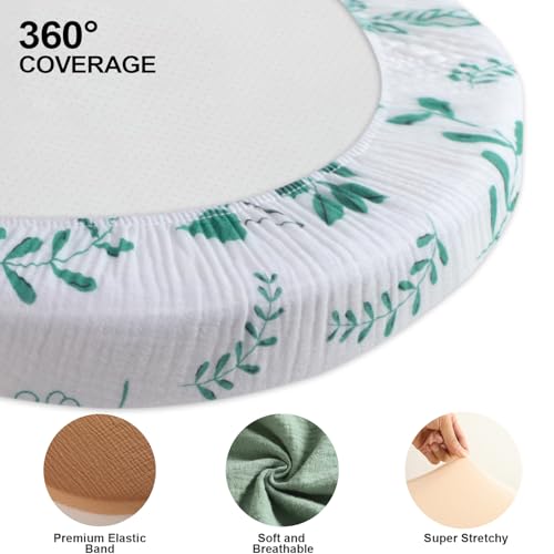 Image of 100% Muslin Cotton Baby Bassinet Sheets for Baby Boy Girls,4-Pack Fitted Bassinet Sheets Set Compatible with Halo Bassinest Swivel Sleeper,Baby Delight,Angelbliss,32 inchX16 inch (Leaf Series)