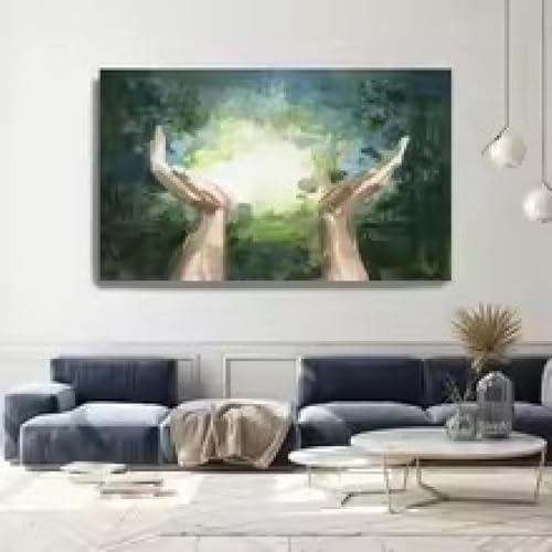 Toile d'art moderne 50x70cm avec cadre pour peinture murale de salon contemporain