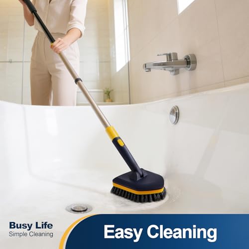 Image of Yocada Tub Tile Scrubber Brush 2 in 1 Cleaning Brush 4*Scouring Pads 58.2 inch (Pack of 2)