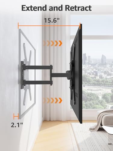 Image of ELIVED Full Motion TV Wall Mount for Most 26-60 Inch TVs, Articulating Arms Swivel and Tilt tv Mount, Wall Mount Brackets Max VESA 400x400, Single Stud Perfect Center Design, Holds Up to 77 lbs.