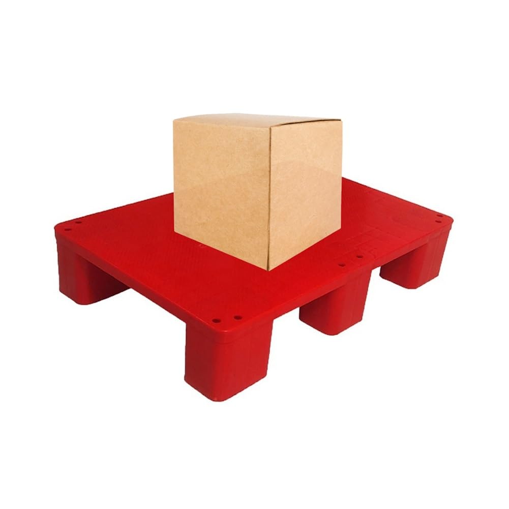 Gochusx Palettes en Plastique, Palettes en Plastique Légères, Panneau De Calage De Stockage en Polyéthylène, Plate-Forme Modulaire De Supports De Stockage, Facile À Empil(Red 5pack)
