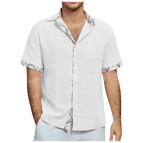 Chemise à manches longues et col rabattu pour homme en coton décontracté blanche